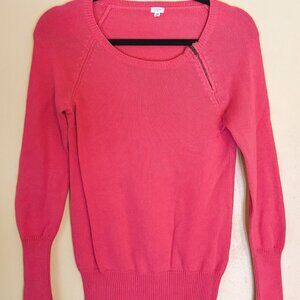 J.CREW 100% Cotton Sweater with Zipper Detail (XS) Salmon/Peach